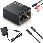Digitaler Optischer Koaxial Toslink zu Analog RCA Audio-Konverter (Schwarz), Spdif+Koaxial zu 2RCA