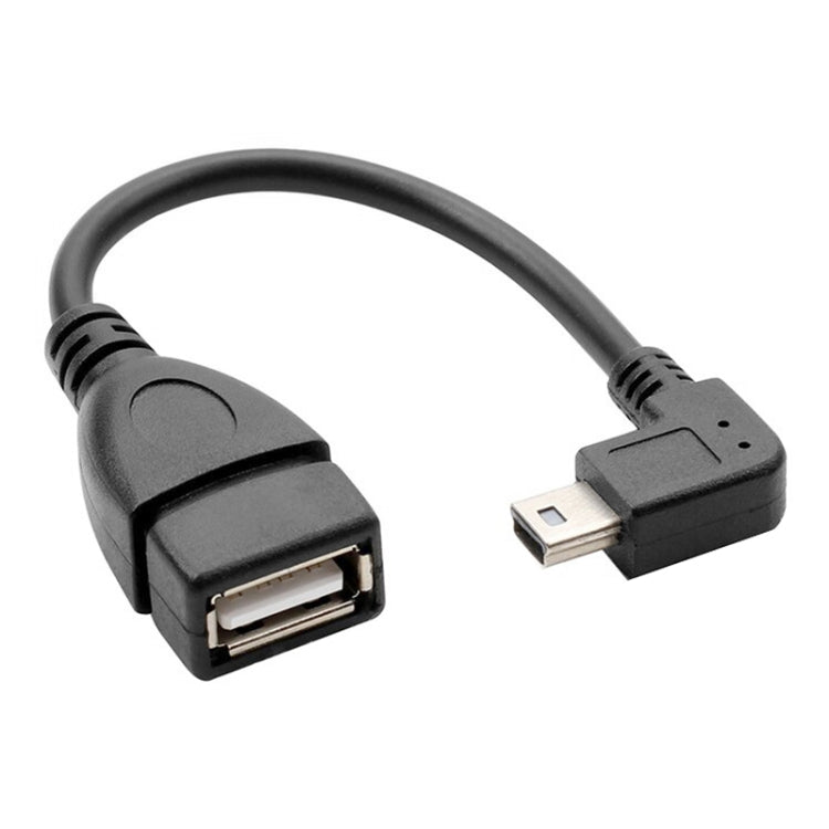 90 Grad Mini USB Männlich auf USB 2.0 AF Adapterkabel mit OTG-Funktion, Länge: 13cm, Rechtwinklig Mini USB, 13cm