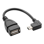 90 Grad Mini USB Männlich auf USB 2.0 AF Adapterkabel mit OTG-Funktion, Länge: 13cm, Rechtwinklig Mini USB, 13cm