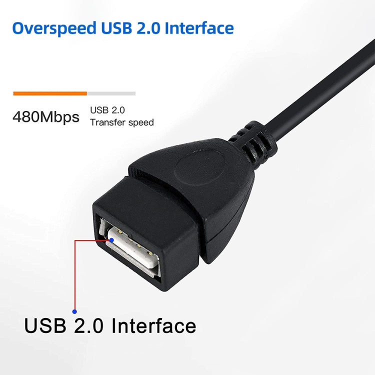 90 Grad Mini USB Männlich auf USB 2.0 AF Adapterkabel mit OTG-Funktion, Länge: 13cm, Rechtwinklig Mini USB, 13cm