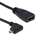 17cm 90 Grad Micro HDMI Rechts-zu HDMI Buchse Kabeladapter, rechter Winkel, Länge: 17cm