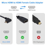 17cm 90 Grad Micro HDMI Rechts-zu HDMI Buchse Kabeladapter, rechter Winkel, Länge: 17cm