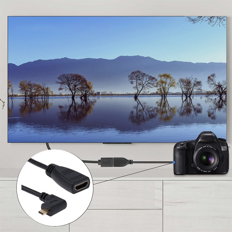 17cm 90 Grad Micro HDMI Rechts-zu HDMI Buchse Kabeladapter, rechter Winkel, Länge: 17cm