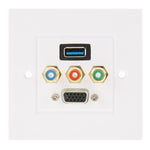 USB 3.0 Buchse + 3 RCA Buchsen + VGA Buchse Wandplatte