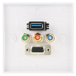 USB 3.0 Buchse + 3 RCA Buchsen + VGA Buchse Wandplatte