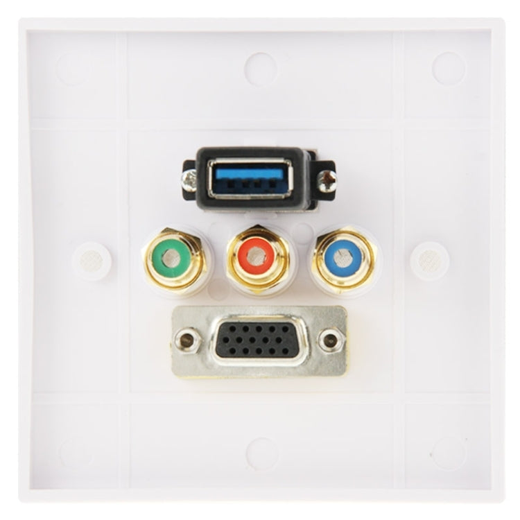 USB 3.0 Buchse + 3 RCA Buchsen + VGA Buchse Wandplatte
