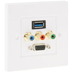 USB 3.0 Buchse + 3 RCA Buchsen + VGA Buchse Wandplatte