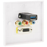 USB 3.0 Buchse + 3 RCA Buchsen + VGA Buchse Wandplatte