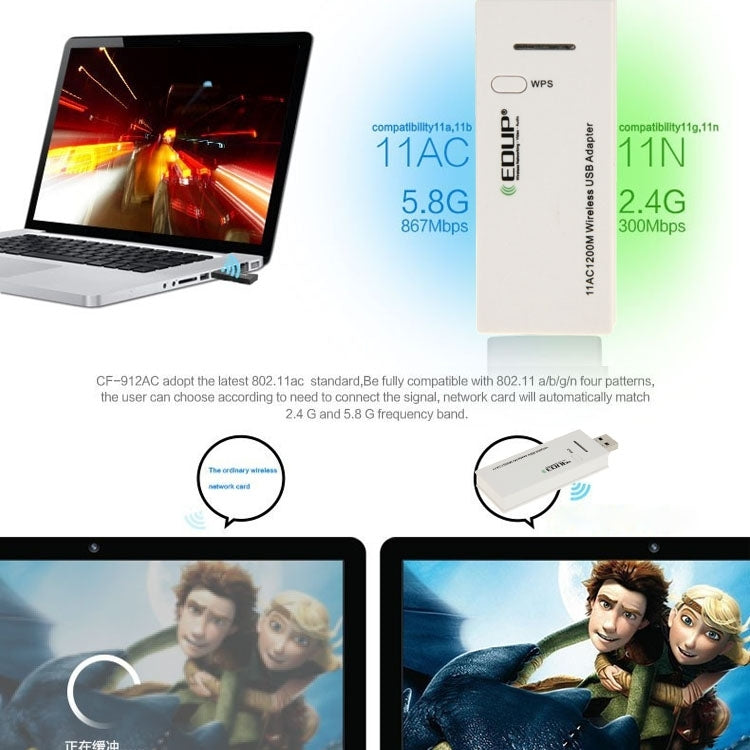 EDUP AC-1601 802.11AC 1200M Dual-Band USB 3.0 Wifi Drahtlosadapter, AC-1601 1200Mbps