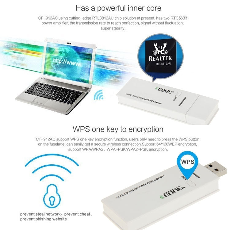 EDUP AC-1601 802.11AC 1200M Dual-Band USB 3.0 Wifi Drahtlosadapter, AC-1601 1200Mbps