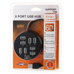 High-Speed 8-Port USB 2.0 tragbarer runder Hub, Länge: 60cm, runder 8-Port USB 2.0 Hub Multiport-Splitter Erweiterungsadapter für Laptop Notebook PC, unterstützt 1TB mobile HDD, rund (weiß), rund (schwarz)