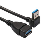 USB 3.0 Abgewinkeltes 90-Grad Verlängerungskabel Stecker zu Buchse Adapterkabel, Länge: 15cm, abgewinkelter AM zu AF, Länge: 15cm