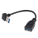 USB 3.0 Abgewinkeltes 90-Grad Verlängerungskabel Stecker zu Buchse Adapterkabel, Länge: 15cm, abgewinkelter AM zu AF, Länge: 15cm