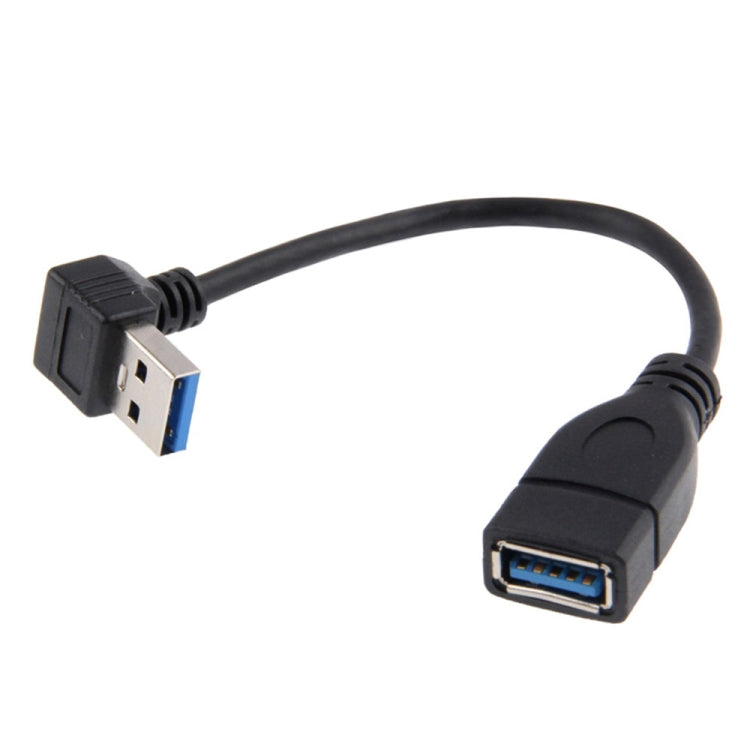 USB 3.0 Abgewinkeltes 90-Grad Verlängerungskabel Stecker zu Buchse Adapterkabel, Länge: 15cm, abgewinkelter AM zu AF, Länge: 15cm