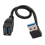 USB 3.0 Abgewinkeltes 90-Grad Verlängerungskabel Stecker zu Buchse Adapterkabel, Länge: 15cm, abgewinkelter AM zu AF, Länge: 15cm