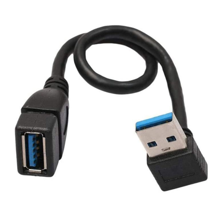 USB 3.0 Abgewinkeltes 90-Grad Verlängerungskabel Stecker zu Buchse Adapterkabel, Länge: 15cm, abgewinkelter AM zu AF, Länge: 15cm