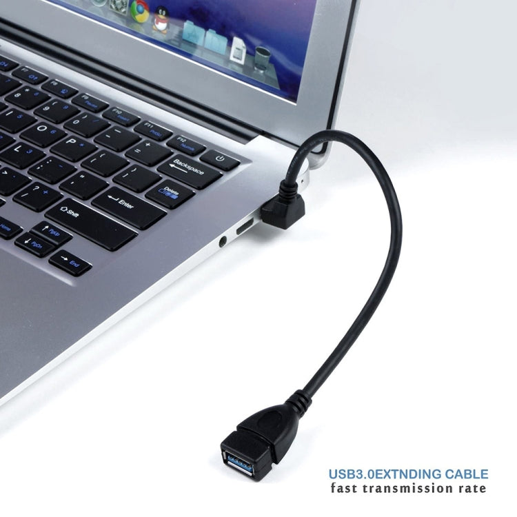 USB 3.0 Abgewinkeltes 90-Grad Verlängerungskabel Stecker zu Buchse Adapterkabel, Länge: 15cm, abgewinkelter AM zu AF, Länge: 15cm