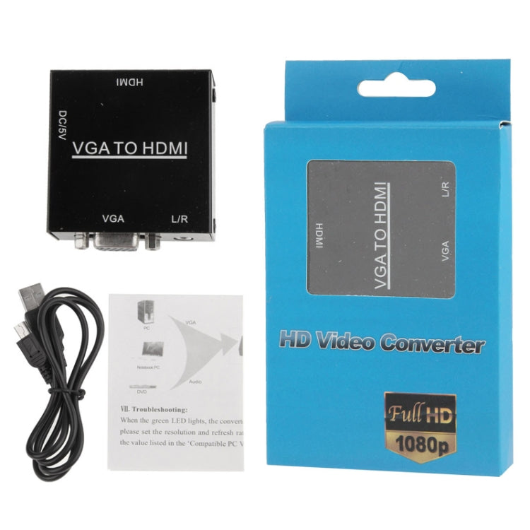 HD 1080P HDMI Mini VGA zu HDMI Scaler Box Audio Video Digital Konverter Adapter für PC / HDTV, HD 1080P