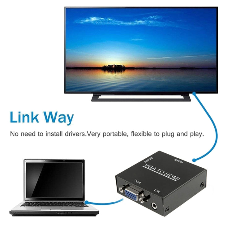 HD 1080P HDMI Mini VGA zu HDMI Scaler Box Audio Video Digital Konverter Adapter für PC / HDTV, HD 1080P