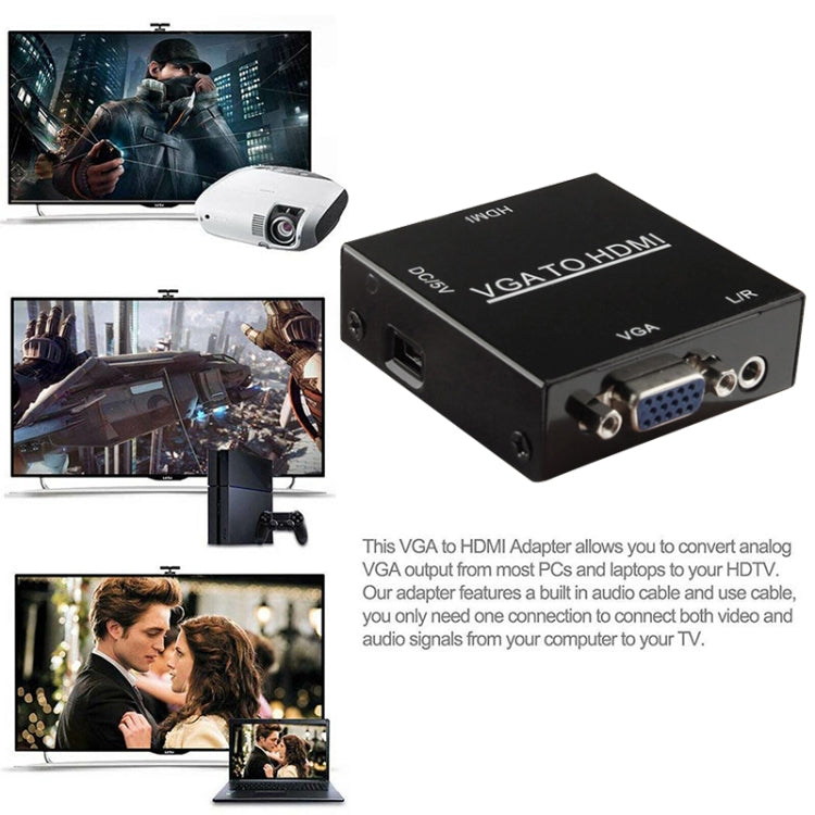 HD 1080P HDMI Mini VGA zu HDMI Scaler Box Audio Video Digital Konverter Adapter für PC / HDTV, HD 1080P