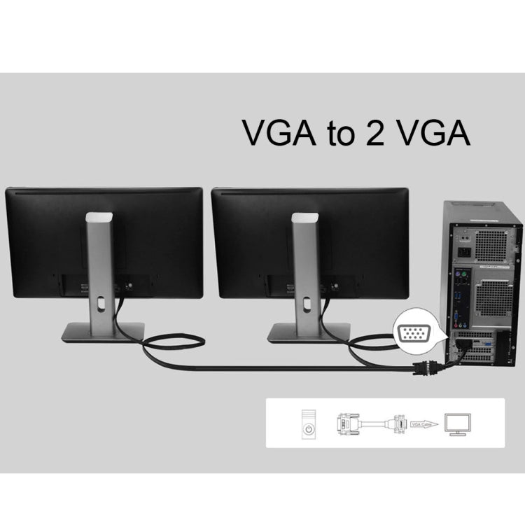 30cm VGA Stecker zu 2 VGA Buchse Verteilerkabel, VGA Stecker