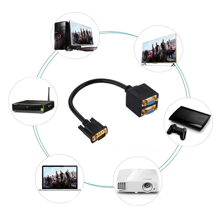 30cm VGA Stecker zu 2 VGA Buchse Verteilerkabel, VGA Stecker