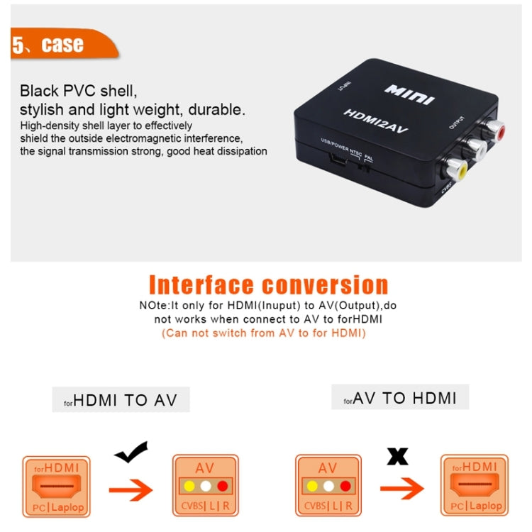 VK-126 Mini HD HDMI zu AV/CVBS Video Konverter Adapter, HDMI zu AV/CVBS