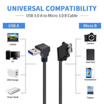 90-Grad USB 3.0 auf Micro-USB 3.0 Datenkabel für Galaxy Note III / N9000, Länge: 26cm