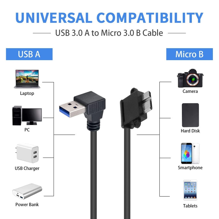 90-Grad USB 3.0 auf Micro-USB 3.0 Datenkabel für Galaxy Note III / N9000, Länge: 26cm