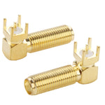 10 Stück vergoldeter SMA Weiblich rechter Winkel 90 Grad Panel PCB Montage 4,0 mm quadratischer Anschlussadapter, SMA Weiblich rechter Winkel