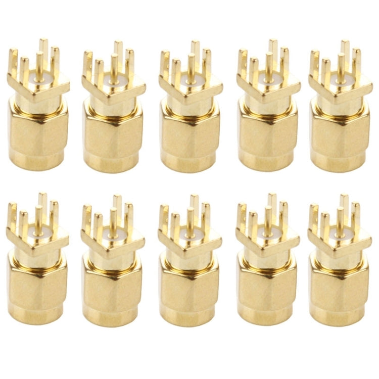 10 Stück vergoldeter SMA Männlich Buchse PCB Kantenmontage Löten 0,62 Zoll RF Anschlussadapter, SMA Männlich Buchse