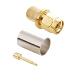 10 Stück vergoldeter SMA Männlich Stecker Crimp RF Anschlussadapter für RG58 / RG142 / LMR195 Kabel, SMA Männlich Stecker
