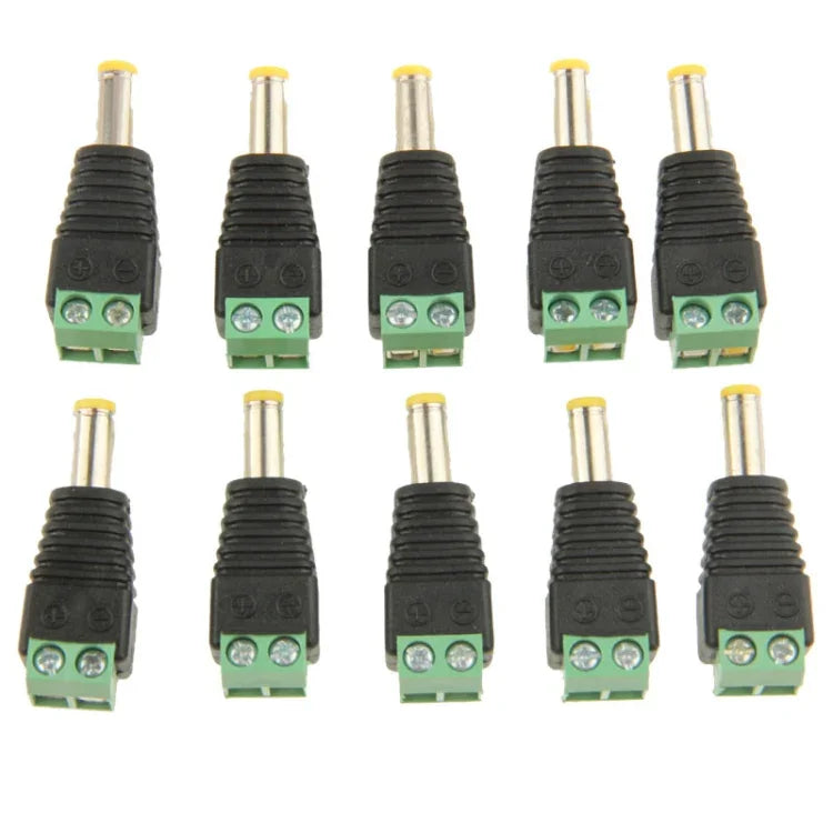 10 Stück grüne DC-Stecker (5,5 x 2,1 mm), Steckergröße: 5,5 x 2,1 mm