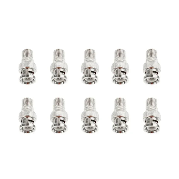 10 Stück BNC-Stecker auf F-Buchse-Verbinder, robuste Ausführung, BNC-Stecker