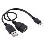 Micro-USB zu USB 2.0 Männlich & USB 2.0 Weiblich Host OTG Konverter Adapterkabel, Länge: ca. 30 cm, Micro-USB zu USB 2.0 AM+AF