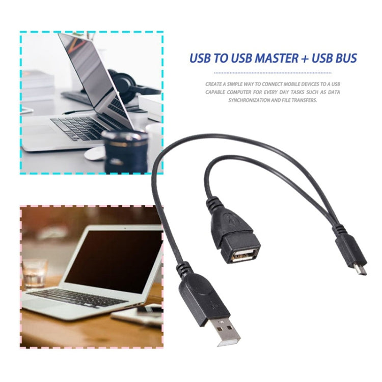 Micro-USB zu USB 2.0 Männlich & USB 2.0 Weiblich Host OTG Konverter Adapterkabel, Länge: ca. 30 cm, Micro-USB zu USB 2.0 AM+AF