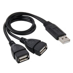 USB 2.0 Stecker zu 2-fach USB Buchse Adapterkabel für Computer / Laptop, Länge: ca. 30cm, USB 2.0 AM zu 2 USB 2.0 AF