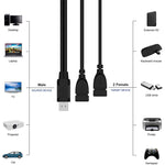 USB 2.0 Stecker zu 2-fach USB Buchse Adapterkabel für Computer / Laptop, Länge: ca. 30cm, USB 2.0 AM zu 2 USB 2.0 AF