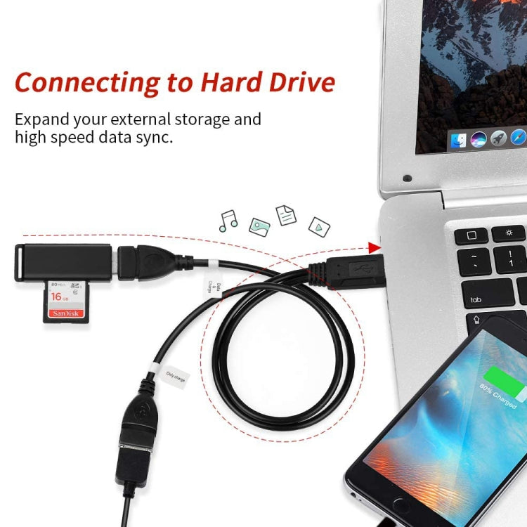USB 2.0 Stecker zu 2-fach USB Buchse Adapterkabel für Computer / Laptop, Länge: ca. 30cm, USB 2.0 AM zu 2 USB 2.0 AF