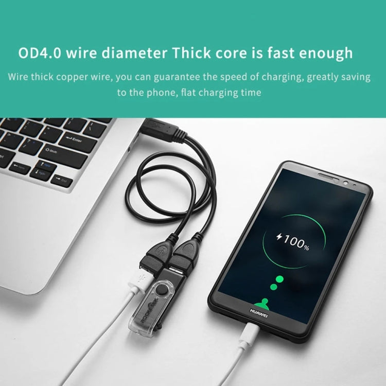 USB 2.0 Stecker zu 2-fach USB Buchse Adapterkabel für Computer / Laptop, Länge: ca. 30cm, USB 2.0 AM zu 2 USB 2.0 AF