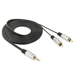 3,5mm Klinke Stereo zu 2 RCA Stecker Audiokabel, Länge: 3m, 2 RCA, Länge: 3m
