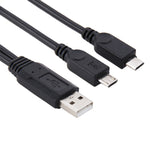 USB 2.0 Stecker zu 2 Micro USB Stecker Kabel, Länge: ca. 30cm, USB 2.0 AM zu 2 Micro USB
