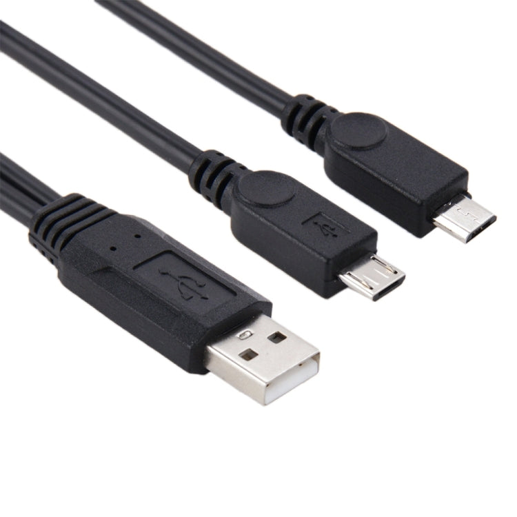 USB 2.0 Stecker zu 2 Micro USB Stecker Kabel, Länge: ca. 30cm, USB 2.0 AM zu 2 Micro USB