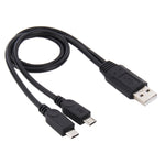 USB 2.0 Stecker zu 2 Micro USB Stecker Kabel, Länge: ca. 30cm, USB 2.0 AM zu 2 Micro USB