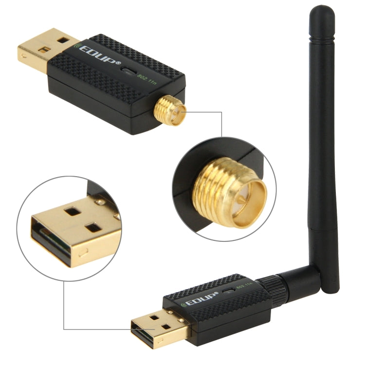 EDUP EP-N1581 Mini USB Wifi 802.11n/g/b 300Mbps 2,4GHz Drahtlosadapter Externe Antenne, EP-N1581