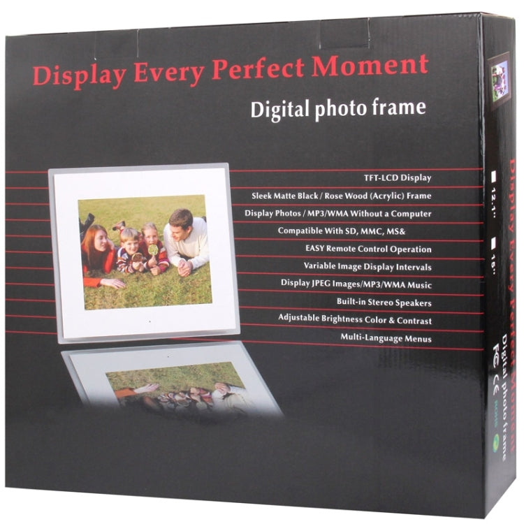 12 Zoll LED-Display Multimedia Digitaler Fotorahmen mit Ständer und Musik- & Film-Player, unterstützt USB / SD / Micro SD / MMC / MS / XD Karten-Eingang
