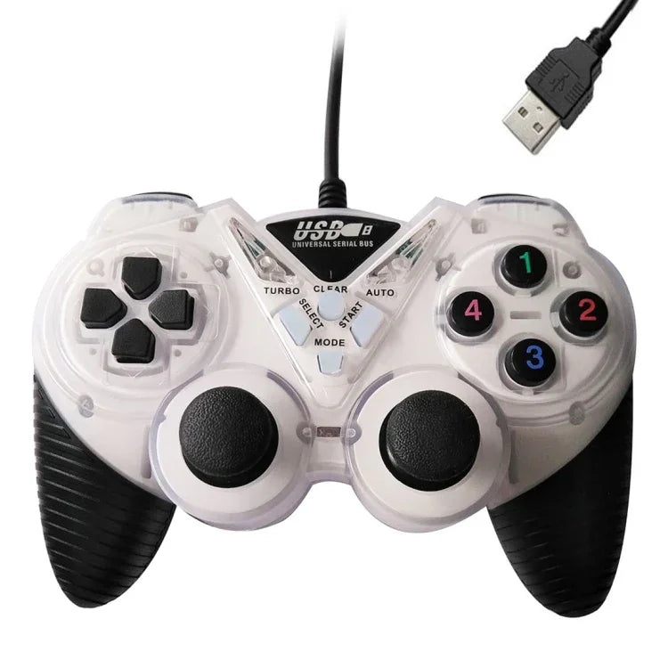 Kabelgebundener Vibrations-Gamepad-PC-USB-Controller-Joystick-Spielgriff (Weiß)