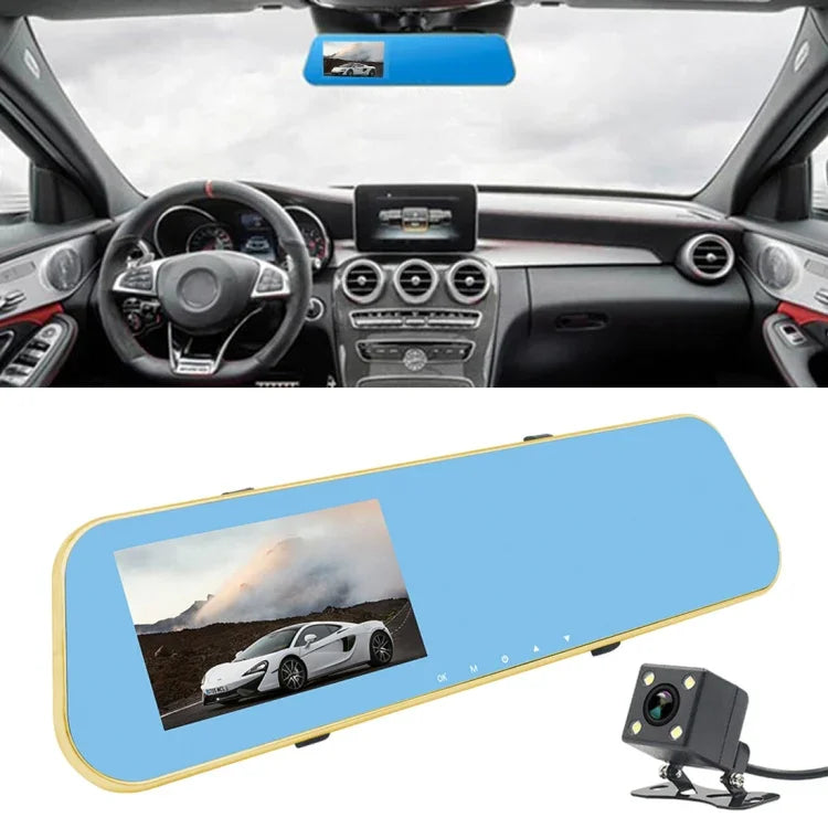 Full HD 1080P 4,3 Zoll Bildschirm Dual-Kamera Fahrzeug-DVR, 140 Grad Weitwinkel-Ansicht, unterstützt Nachtsicht / Parküberwachung / Loop-Aufnahme / Bewegungserkennung / G-Sensor / TF-Karte, 4,3 Zoll