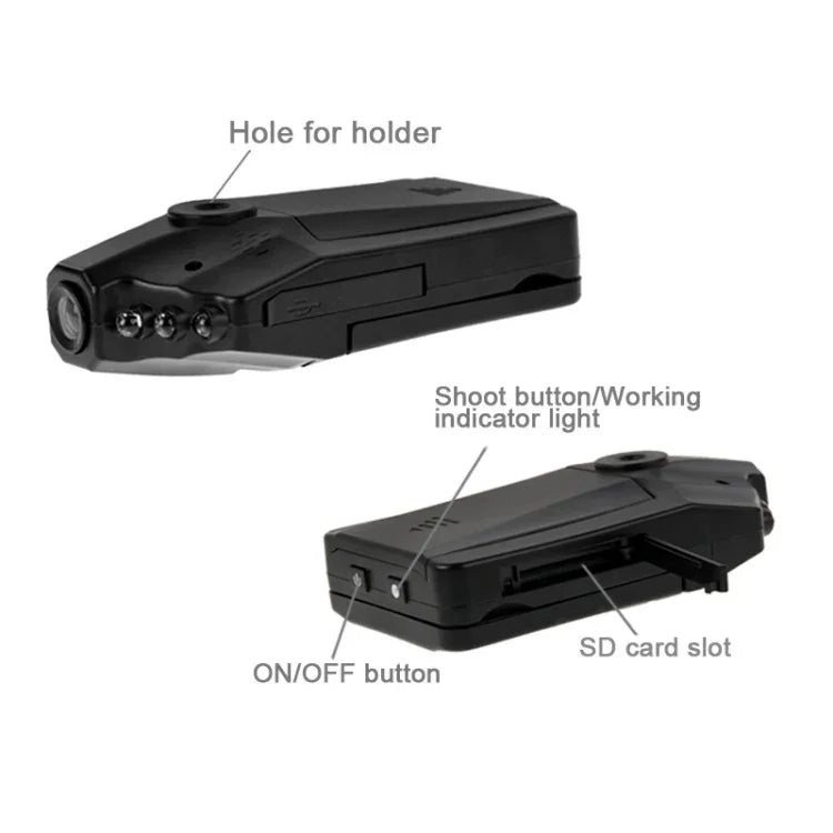 2,5-Zoll-Bildschirm HD-Videorekorder, 6 LED-Leuchten, AVI-Videoformat, SD-Kartenunterstützung, Loop-Aufnahmefunktion (Generalplus-Schema), 2,5 Zoll