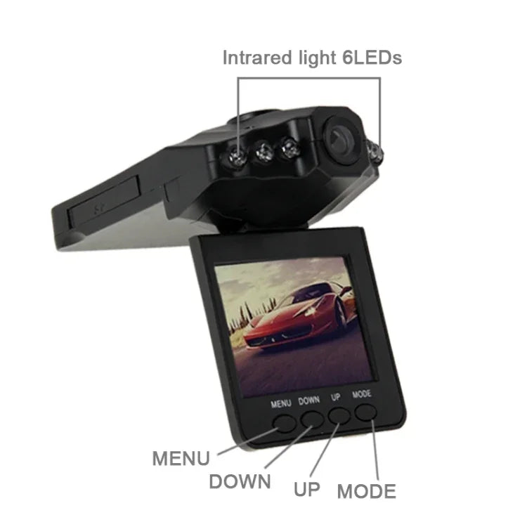 2,5-Zoll-Bildschirm HD-Videorekorder, 6 LED-Leuchten, AVI-Videoformat, SD-Kartenunterstützung, Loop-Aufnahmefunktion (Generalplus-Schema), 2,5 Zoll